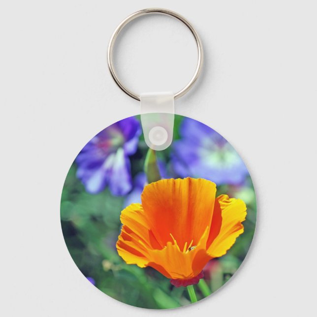 Chaveiro California Poppy e Purple Blooms (Frente)