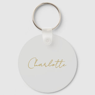 Chaveiro Caligrafia Dourada Cor Cinza Personalizada Edição