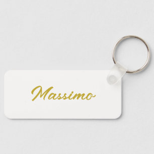 Chaveiro Caligrafia Elegante Dourado Branco Simples Nome