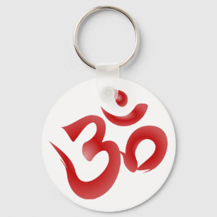 Chaveiro Caligrafia Hindu vermelha do OM Aum Devanagari do