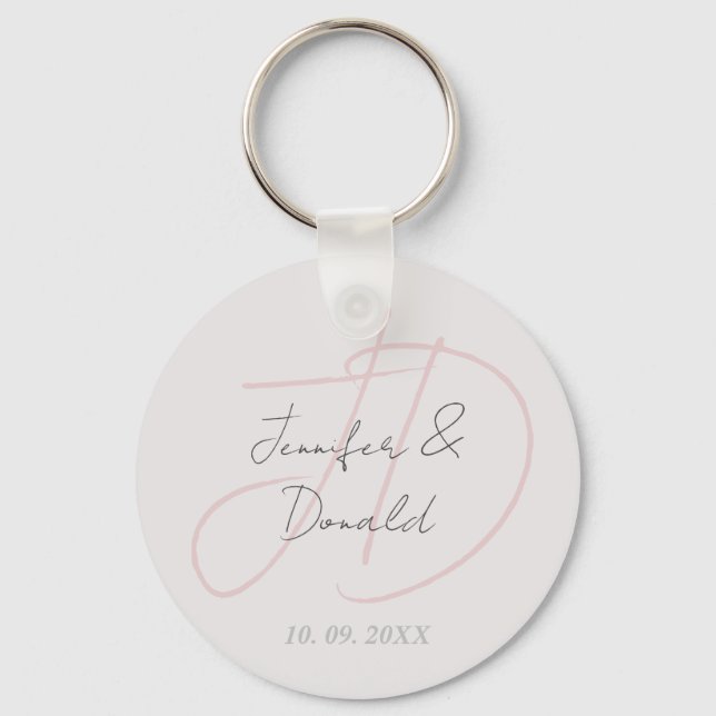 Chaveiro Caligrafia monograma de roteiro clássico da moda (Frente)