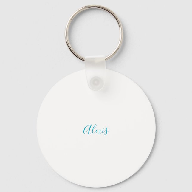 Chaveiro Caligrafia Nome Script Simples Branco Azul (Frente)