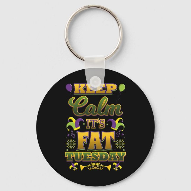 Chaveiro Calma é gordo Mardi Gras terça-feira (Frente)