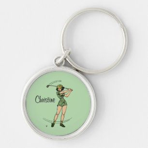 Chaveiro Calma para o Golfe Pessoal Lady Golfer Green