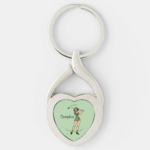 Chaveiro Calma para o Golfe Pessoal Lady Golfer Green