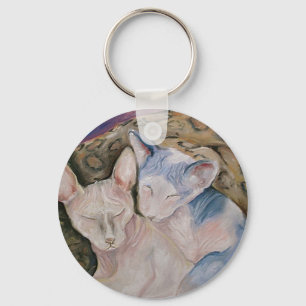 Chaveiro calvo dos gatinhos de Sphynx "o casal "