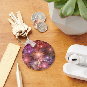 Chaveiro Cama De Flores Arte Fractal Abstrato brilhante Col