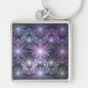 Chaveiro Cama de Flores Arte Fractal Abstrato Moderno e Bri