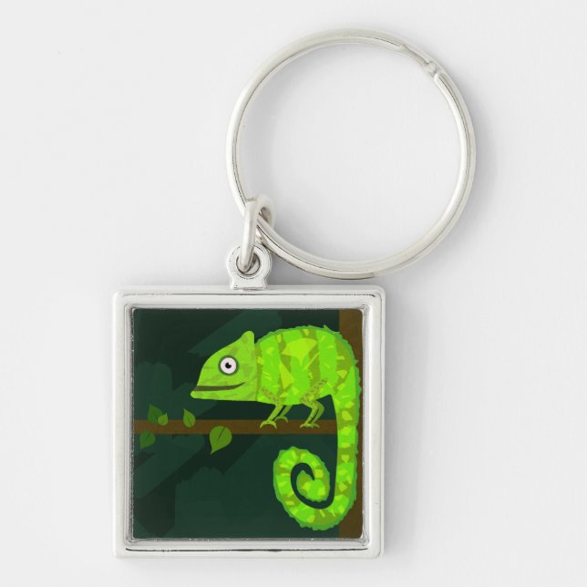 Chaveiro Camaleão bonito verde (Frente)