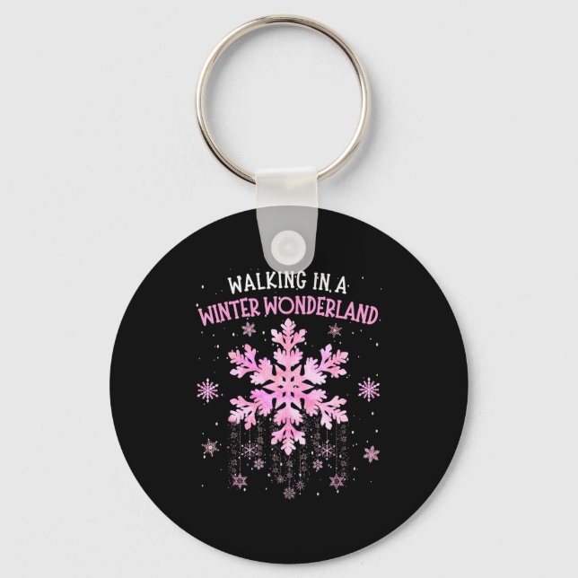 Chaveiro Caminhando Em Uma Gravata Tie Dye de Floco de Neve (Frente)