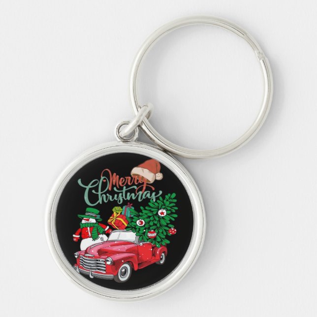 Chaveiro Caminhão Vermelho Pega Árvore de Natal Feliz Natal (Frente)