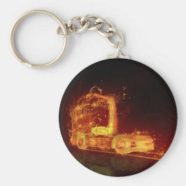 Chaveiro Caminhão Vermelho Queimado em Chamas de Fogo