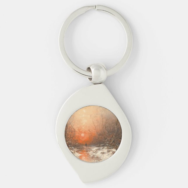 Chaveiro Caminho da Floresta com Caçador no Sunset (Frente)