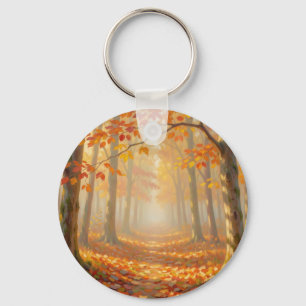Chaveiro Caminho da Floresta de Outono Arte de Paisagem Pin