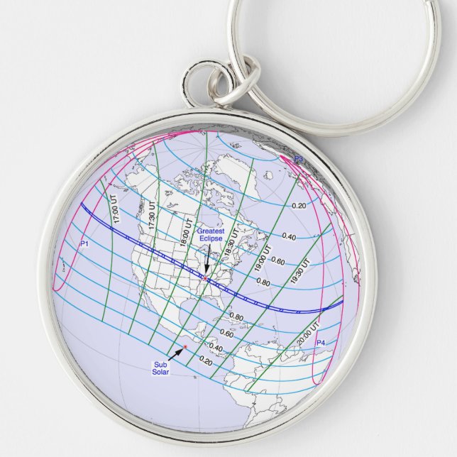 Chaveiro Caminho Global do Eclipse Solar 2017 (Frente)