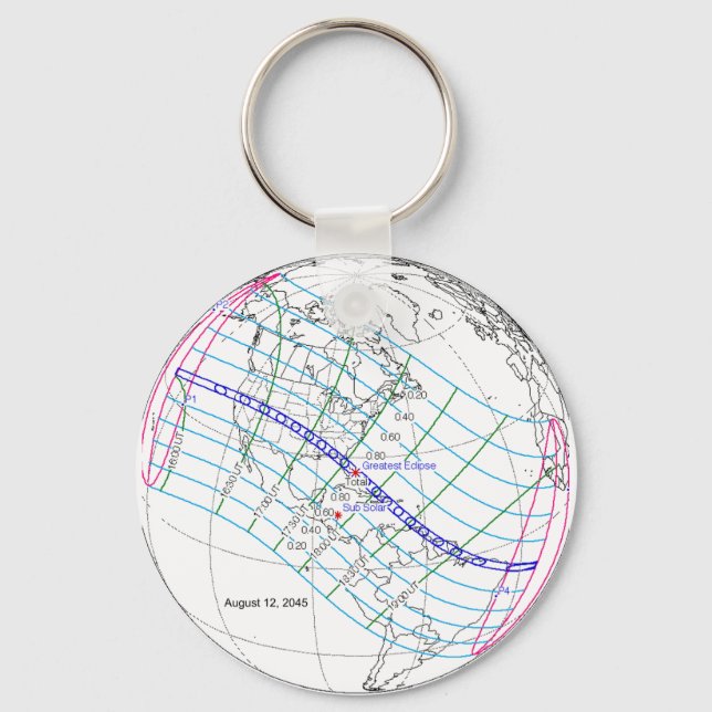 Chaveiro Caminho Global do Eclipse Solar 2045 (Frente)