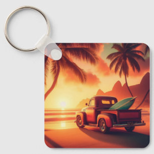 Chaveiro caminhonete vintage tropical/havaiana de surf