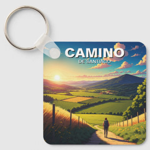 Chaveiro Camino de Santiago Hiker Caminhando Sunset