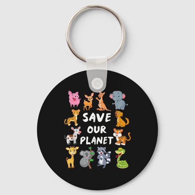 Chaveiro Camisa Ambiental De Crianças Com Animais Cujos Par (Frente)