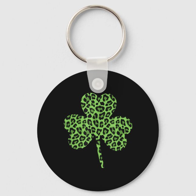 Chaveiro Camisa Cute Verde com Padrão de Trevo e Leopardo (Frente)