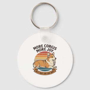 Chaveiro Camisa de Amante de Corgi Gravura Vintage Citação