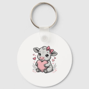 Chaveiro Camisa de Bebê Vaca Fofo Coração Vintage Desenho d