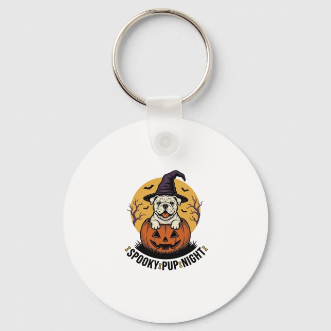 Chaveiro Camisa de Bulldog de Halloween com Cachorro de Abó (Frente)