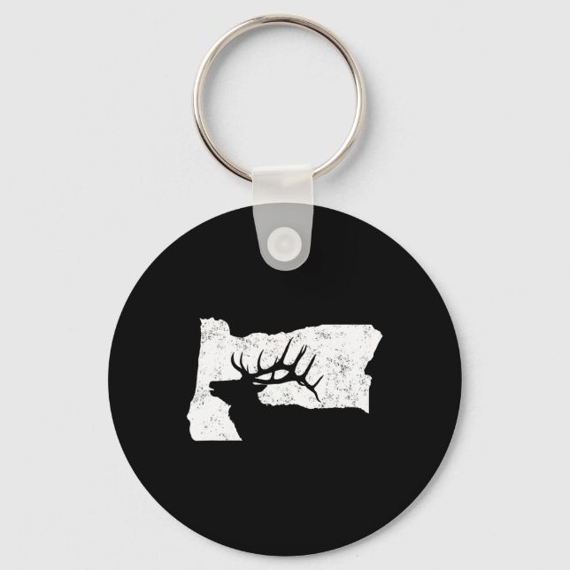 Chaveiro Camisa de Caça ao Elk do Oregon - Forma do Estado  (Frente)
