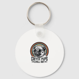 Chaveiro Camisa de Cachorro Café Retro Chill Pug Gráfico_1