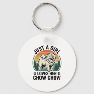 Chaveiro Camisa de Cachorro Chow Chow Vintage Girl Amante d