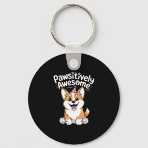 Chaveiro Camisa de Cachorro de Aniversário de Corgi Positiv