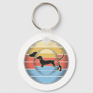 Chaveiro Camisa de cachorro vintage dachshund pôr do sol re