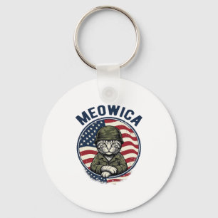 Chaveiro Camisa de Gato Patriótico Meowica com Gravura Vint