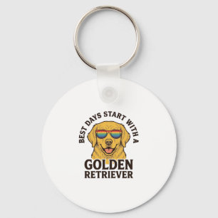 Chaveiro Camisa de Golden Retriever com Óculos de Sol Retrô