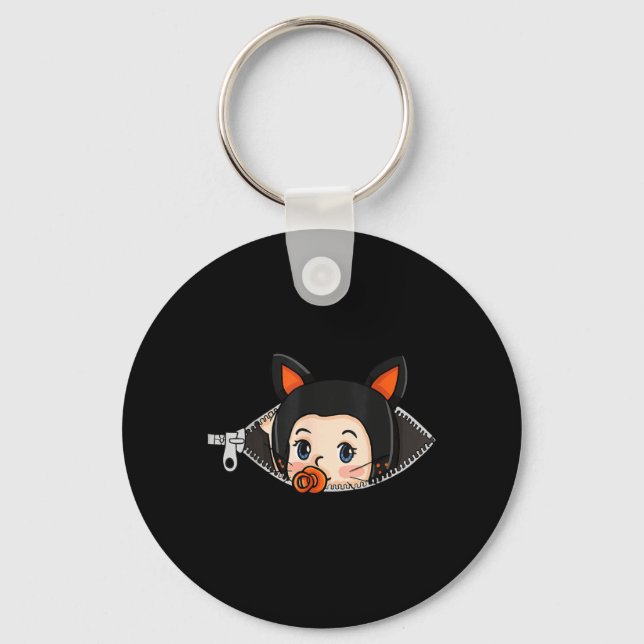 Chaveiro Camisa de Gravidez de Halloween - Bebê com Orelhas (Frente)
