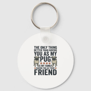 Chaveiro Camisa de Gravura Vintage Amigo Família Pug Engraç