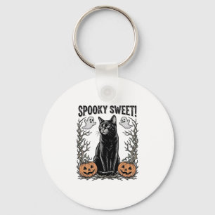 Chaveiro Camisa de Gravura Vintage de Halloween de Gato Pre