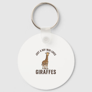 Chaveiro Camisa de Gravura Vintage de Menino que Ama Girafa