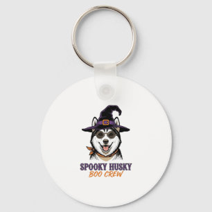 Chaveiro Camisa de Husky de Halloween Bruxa Cachorro Gráfic
