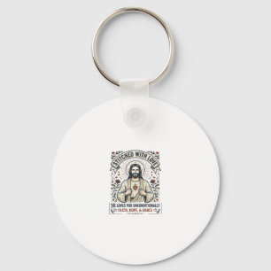 Chaveiro Camisa de Jesus Costurando Bordado Gráfico Cristão