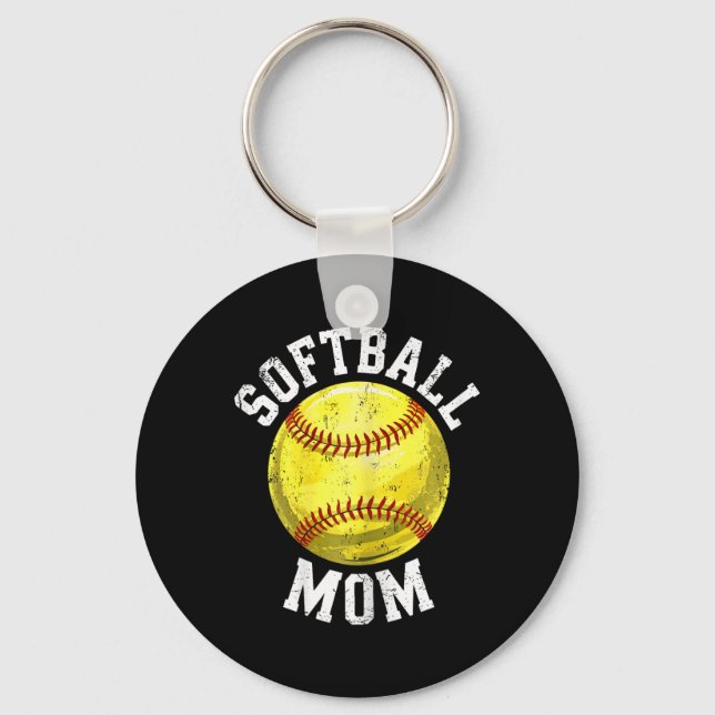 Chaveiro Camisa de Mãe de Softball Mulheres Amante de Softb (Frente)