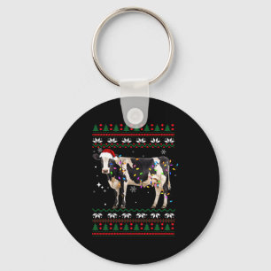 Chaveiro Camisa de Natal Engraçada e Feia de Vaca Leiteira