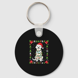 Chaveiro Camisa de Natal Feia de Cachorro Boxer Branco, Div