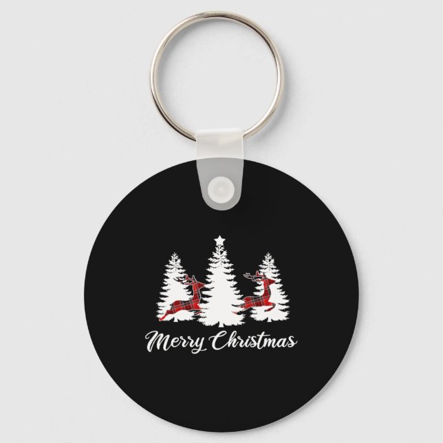 Chaveiro Camisa De Natal Feliz Para Mulheres Xadrez De Buff (Frente)