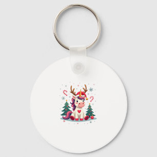 Chaveiro Camisa de Natal Fofa Meninas Mulheres Xmas Unicórn