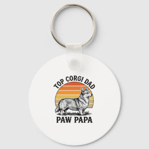 Chaveiro Camisa de Papai Corgi Vintage Sunset Dog Papa Pres