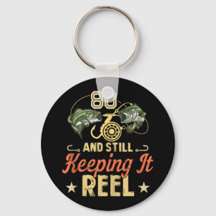 Chaveiro Camisa De Pesca De Aniversário De 80 Engraçado Par