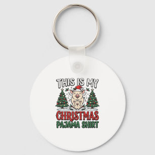Chaveiro Camisa de pijama de Natal Porco Fofo Férias Desenh