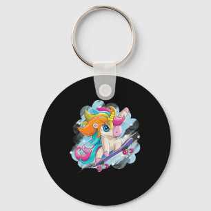 Chaveiro Camisa de Skate Unicórnio Meninas Mulheres Skatebo
