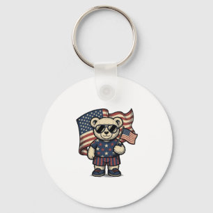 Chaveiro Camisa de urso Teddy patriota com desenho de gravu